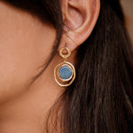 Boucles d'oreilles avec pierre naturelle bleue