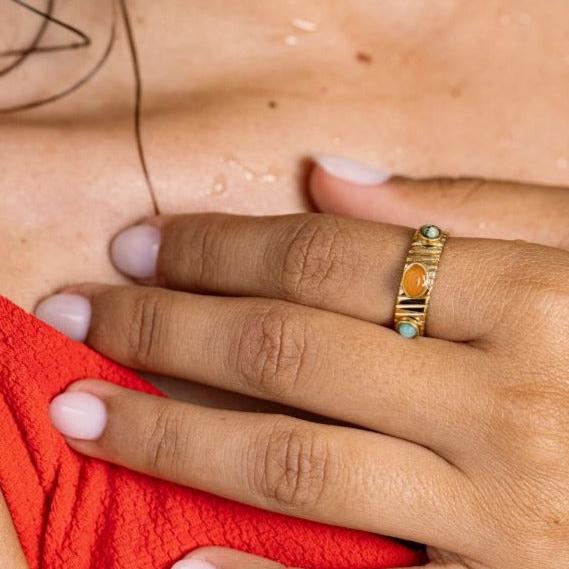 Bague Hadjer en acier inoxydable doré à l'or fin — vue 2