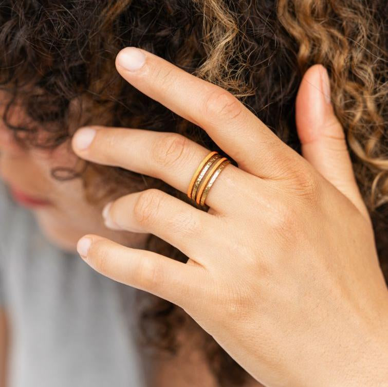 Bague Gaziane en acier inoxydable doré à l'or fin — vue 2