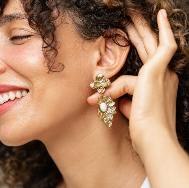 Boucles Wahida en acier inoxydable doré à l'or fin