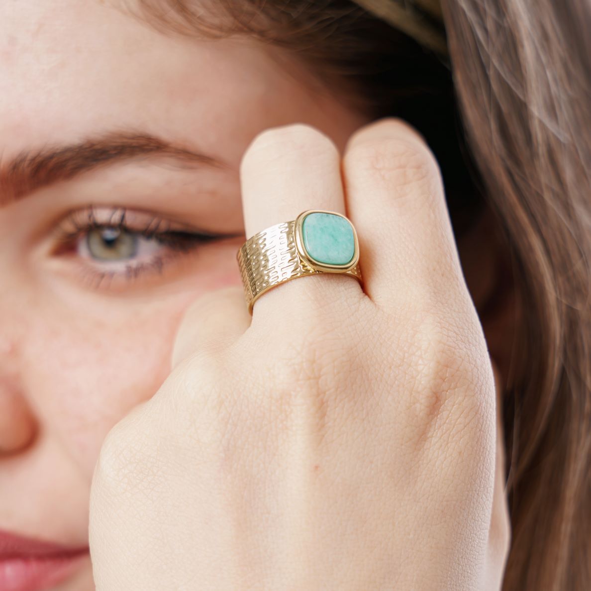 Bague Calliopé en acier inoxydable doré à l'or fin