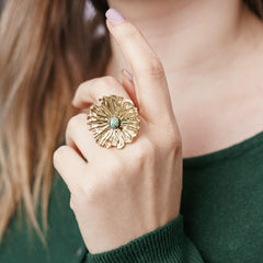 Bague Erouane en acier inoxydable doré à l'or fin