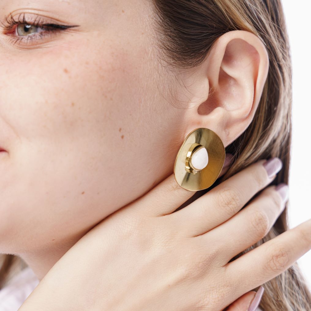 Boucles Gulnar en acier inoxydable doré à l'or fin — vue 4