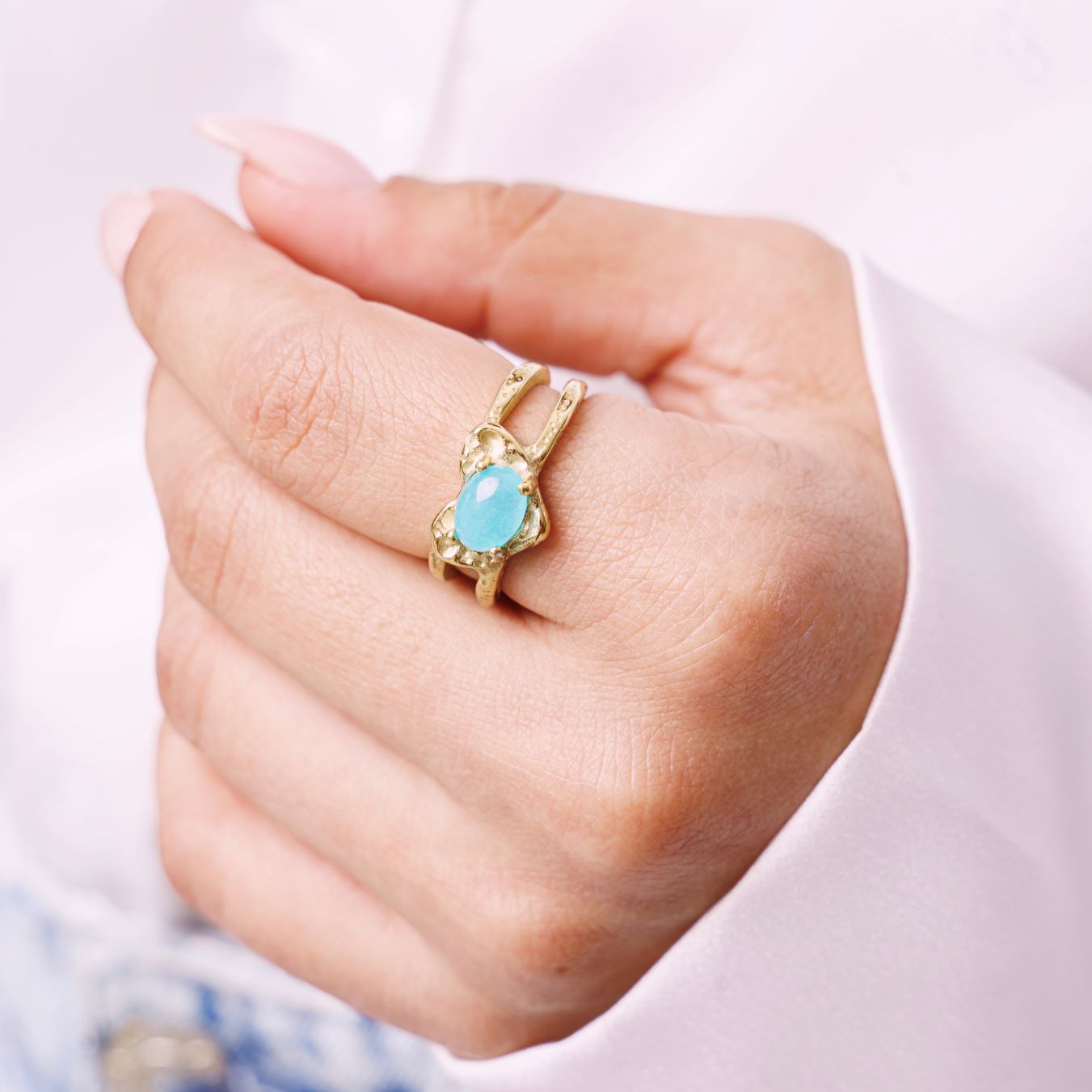 Bague Bleuet en acier inoxydable doré à l'or fin — vue 5