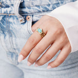 Bague Bleuet en acier inoxydable doré à l'or fin — vue 4