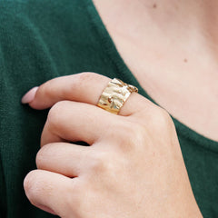 Bague Lobélia en acier inoxydable doré à l'or fin