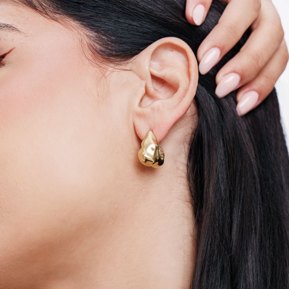 Boucles Corolle en acier inoxydable doré à l'or fin — vue 3