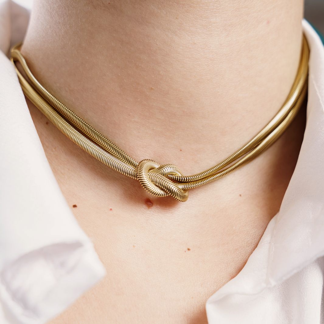 Collier Iris en acier inoxydable doré à l'or fin — vue 2