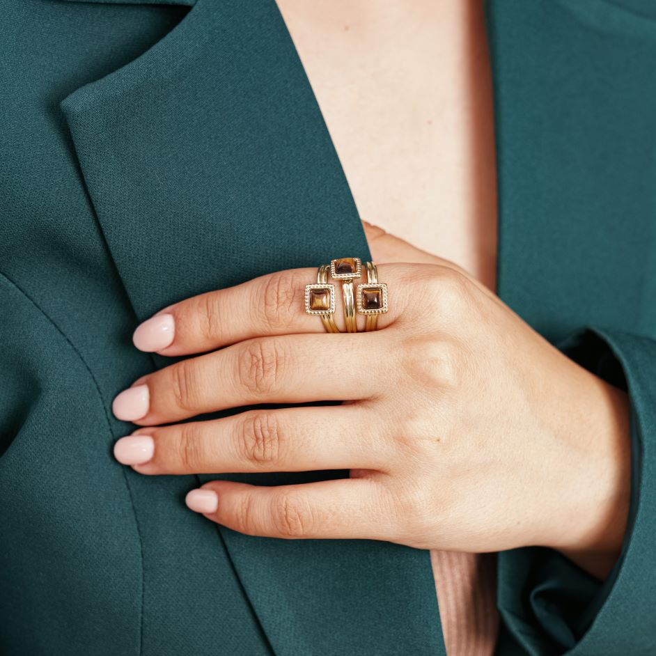 Bague Olenia en acier inoxydable doré à l'or fin — vue 3
