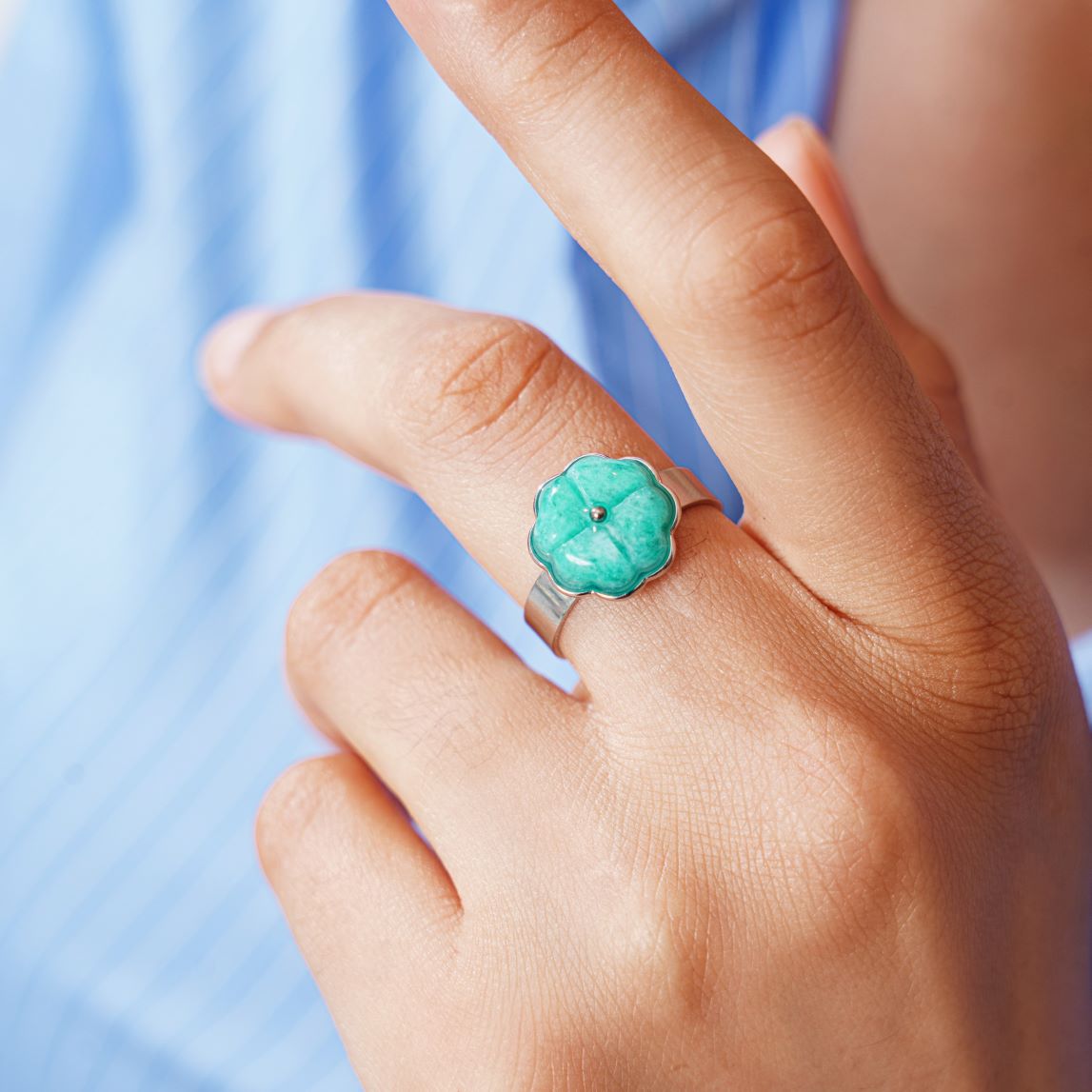 Bague Karéna en acier inoxydable doré à l'or fin — vue 3