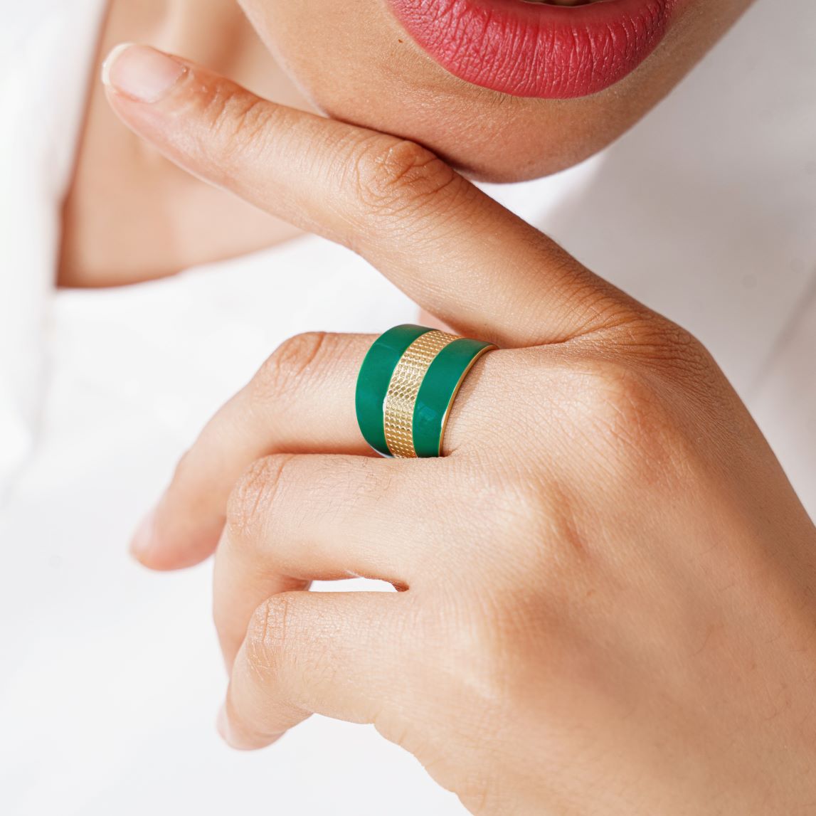 Bague Pollica en acier inoxydable doré à l'or fin