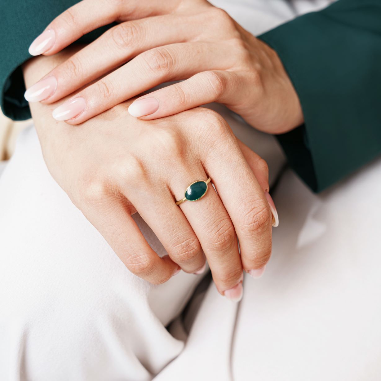 Bague Méthoni en acier inoxydable doré à l'or fin