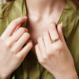 Bague Yséane en acier inoxydable doré à l'or fin — vue 5