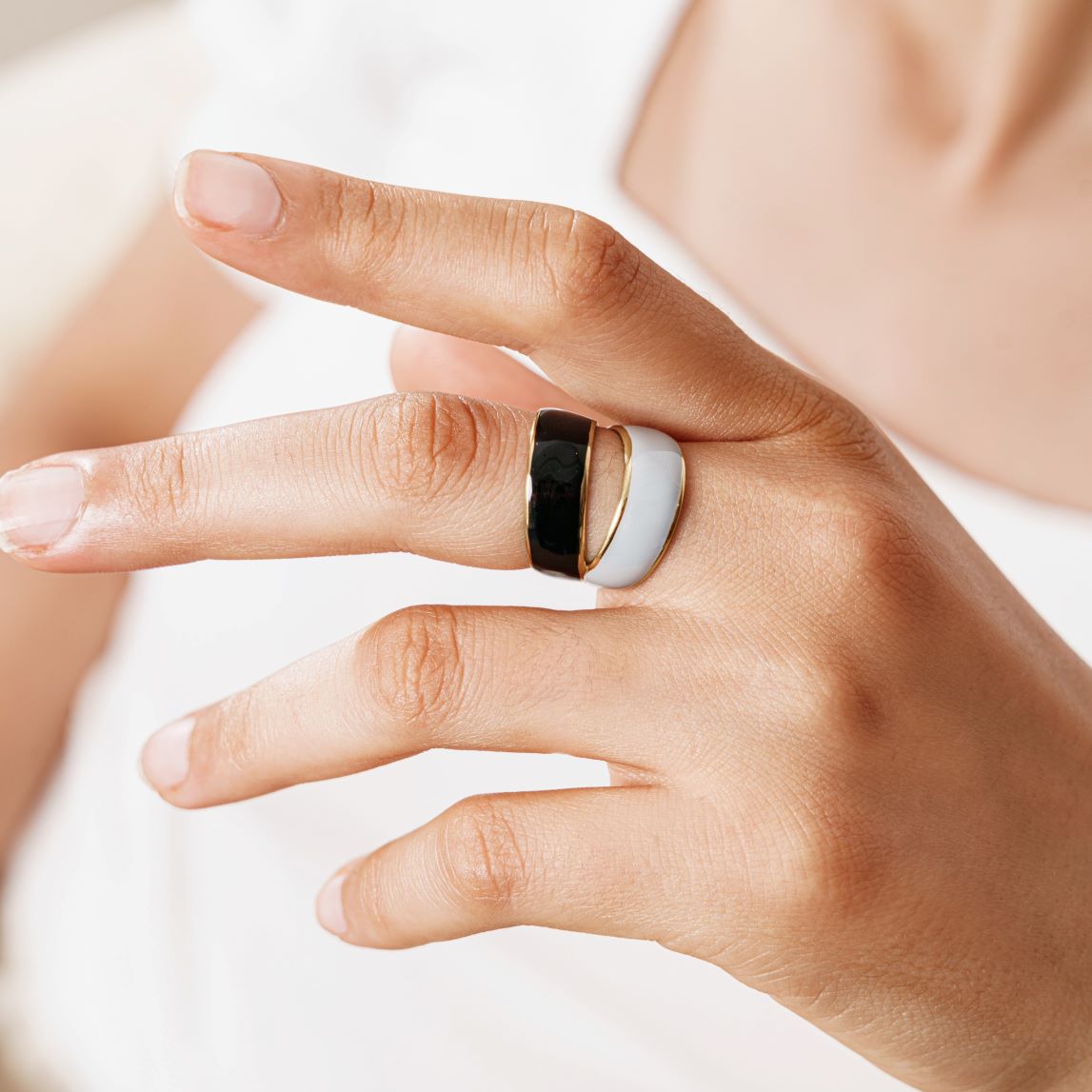 Bague Djaléa en acier inoxydable doré à l'or fin — vue 2
