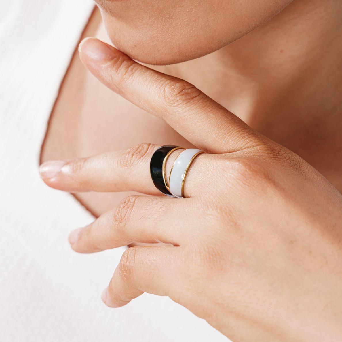 Bague Djaléa en acier inoxydable doré à l'or fin