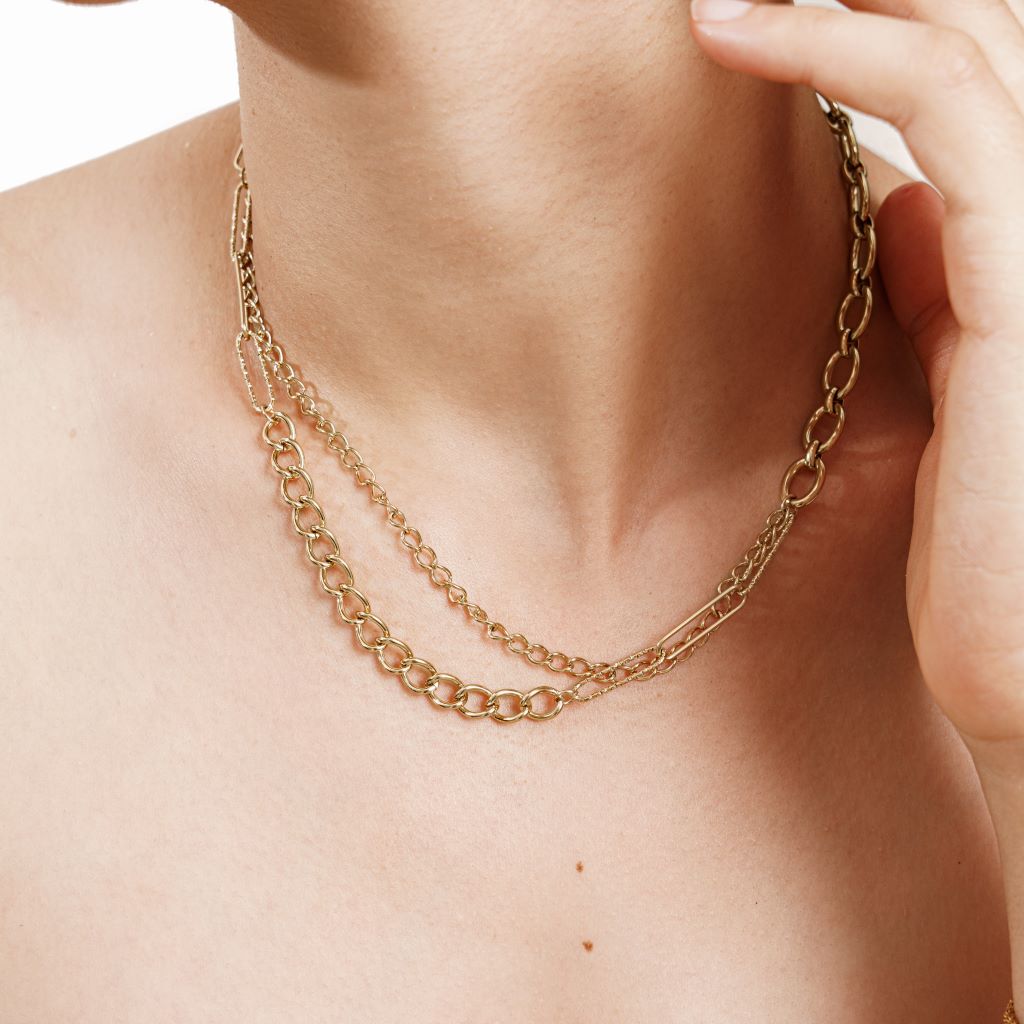 Collier Lérina en acier inoxydable doré à l'or fin — vue 4