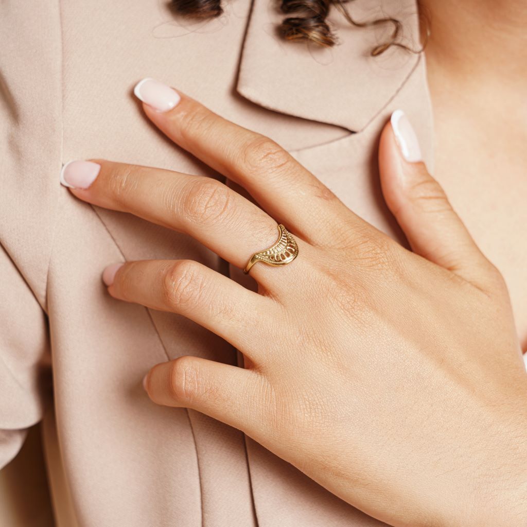 Bague Nourelhouda en acier inoxydable doré à l'or fin — vue 3