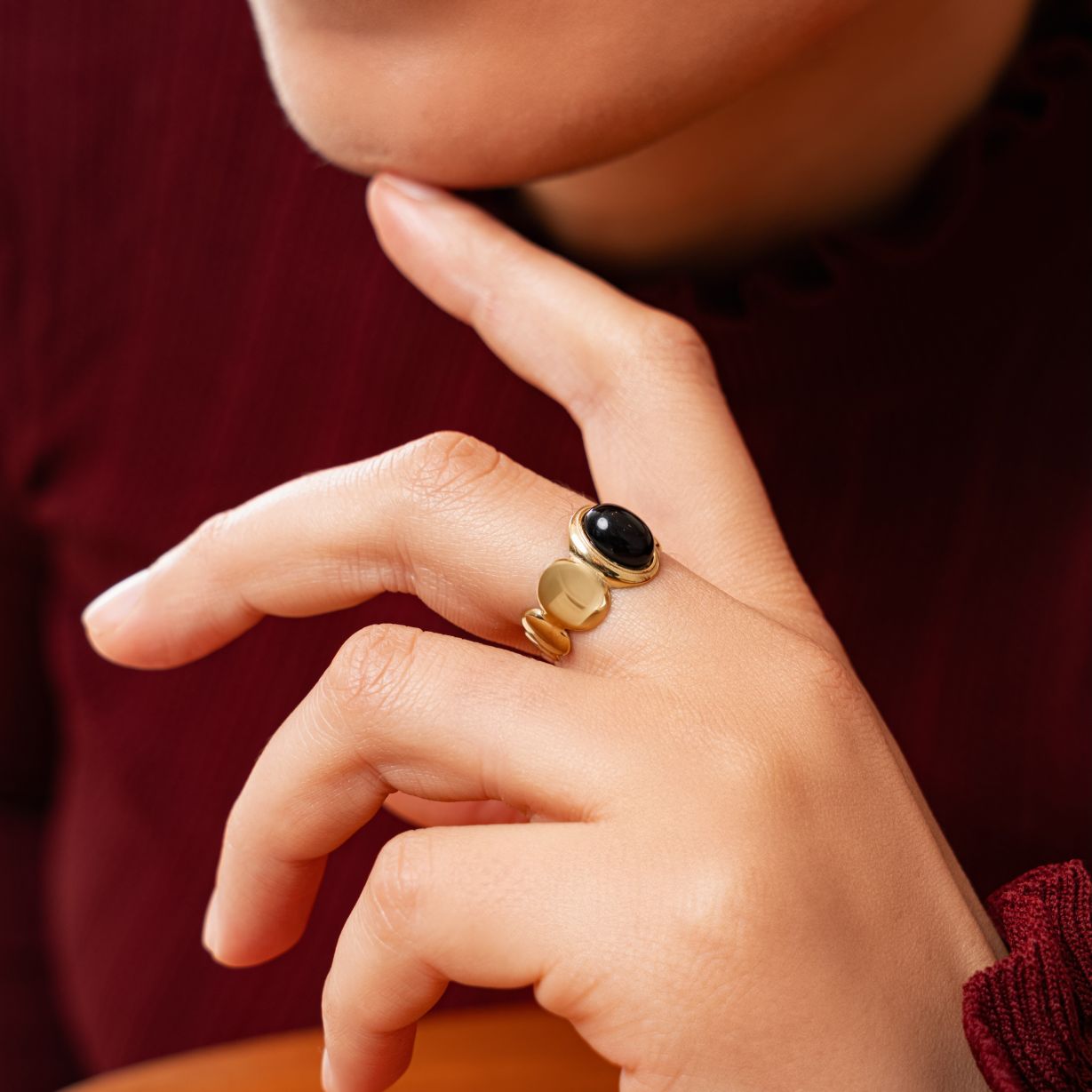 Bague Maxine en acier inoxydable doré à l'or fin — vue 3