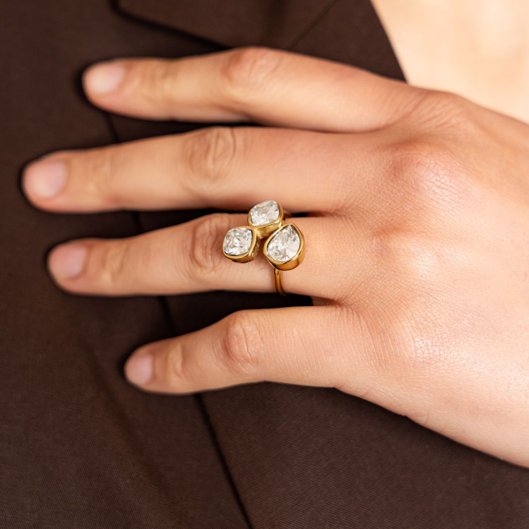 Bague Tissy en acier inoxydable doré à l'or fin — vue 5