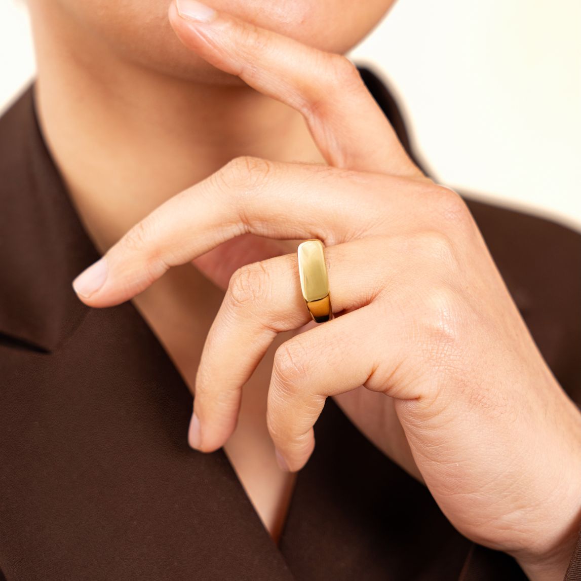 Bague Naoura en acier inoxydable doré à l'or fin — vue 4