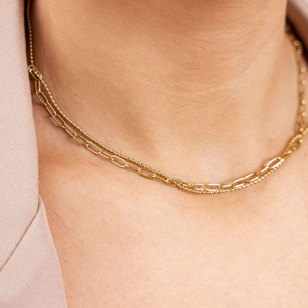 Collier Rawya en acier inoxydable doré à l'or fin