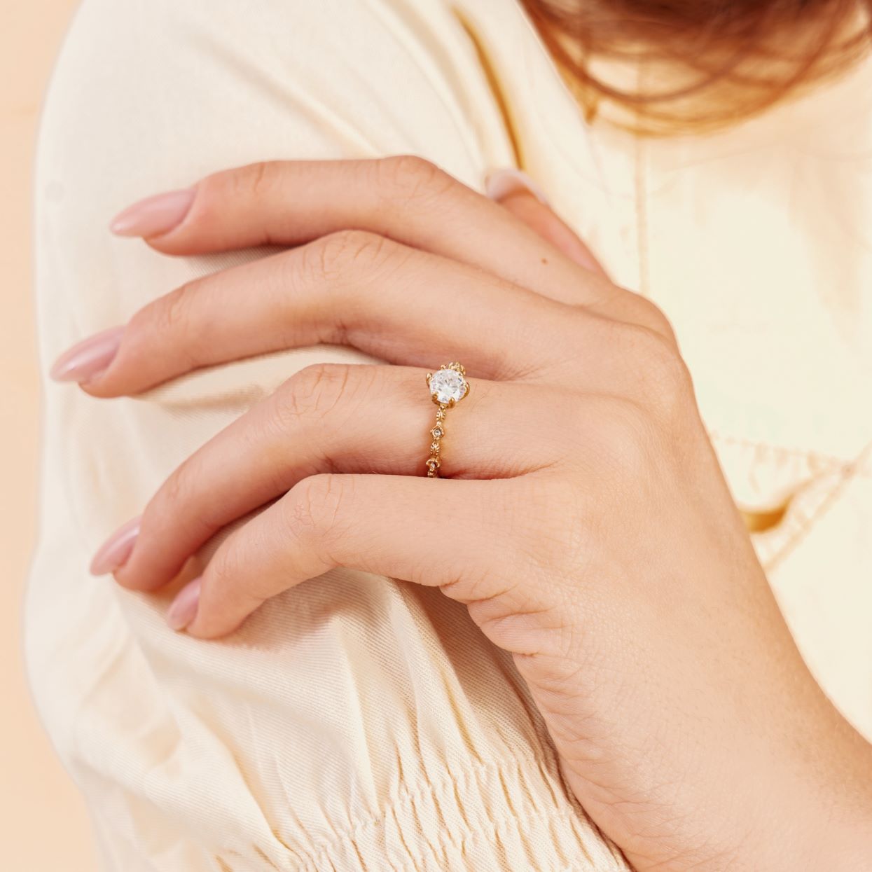 Bague Azure en acier inoxydable doré à l'or fin — vue 3