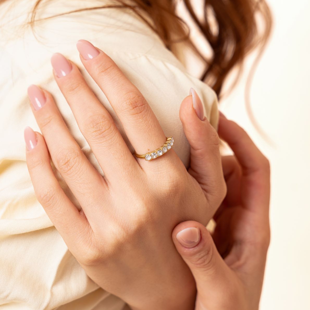 Bague Limpide en acier inoxydable doré à l'or fin — vue 3