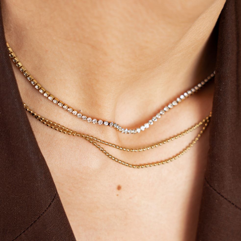 Collier Poppy en acier inoxydable doré à l'or fin