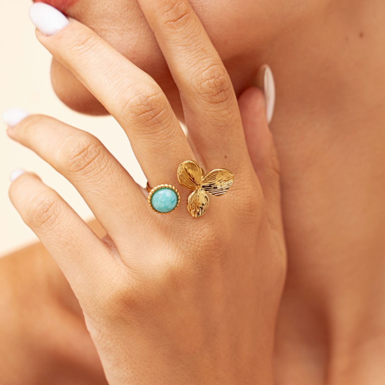 Bague Tovia en acier inoxydable doré à l'or fin — vue 4