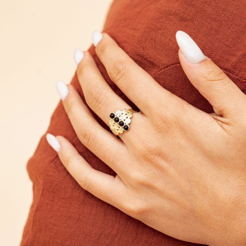 Bague Olya en acier inoxydable doré à l'or fin — vue 3
