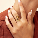 Bague Kezia en acier inoxydable doré à l'or fin — vue 3