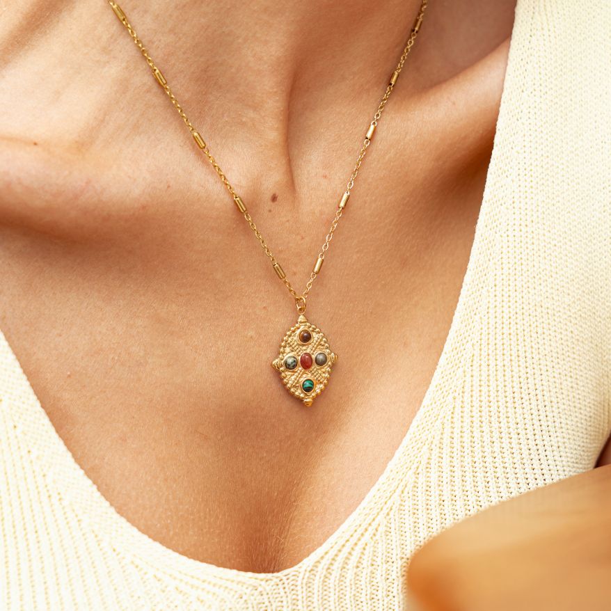 Collier Riny en acier inoxydable doré à l'or fin — vue 3